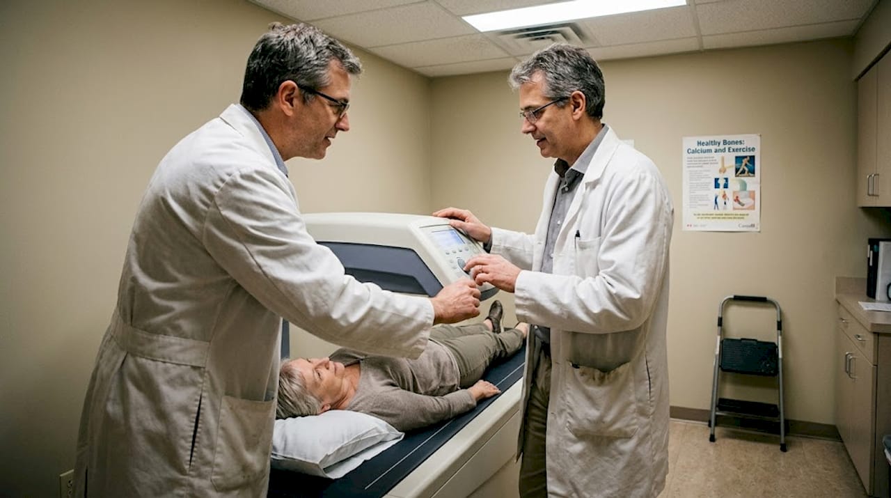 DXA scan with technician and patient