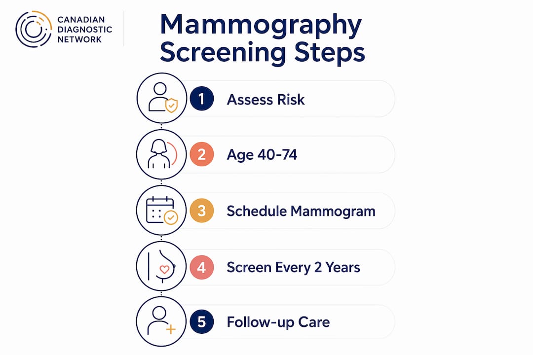 Infographic showing mammography screening steps