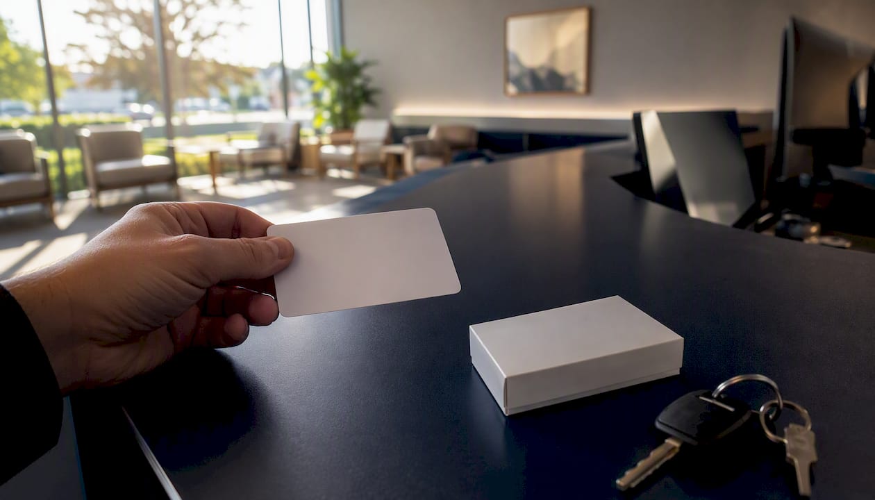 Patient hand with appointment card and nicotine patch