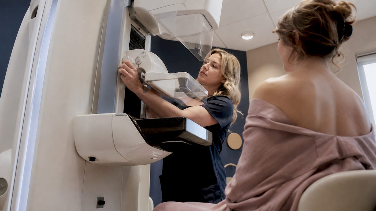 Patient positioned for diagnostic imaging scan