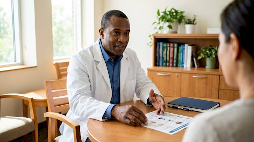 Doctor explaining screening tests to patient